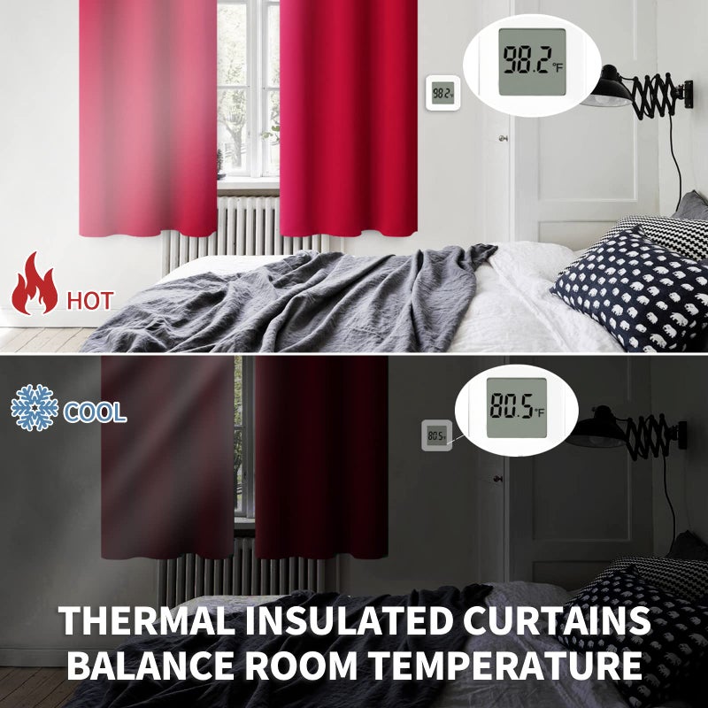 BGment Room Darkening Curtains 84 Inches Long - Grommet Thermal Insulated Drapes Window Treatment Curtains for Bedroom, 2 Panels, 42 x 84 Inch, Red - Image 4